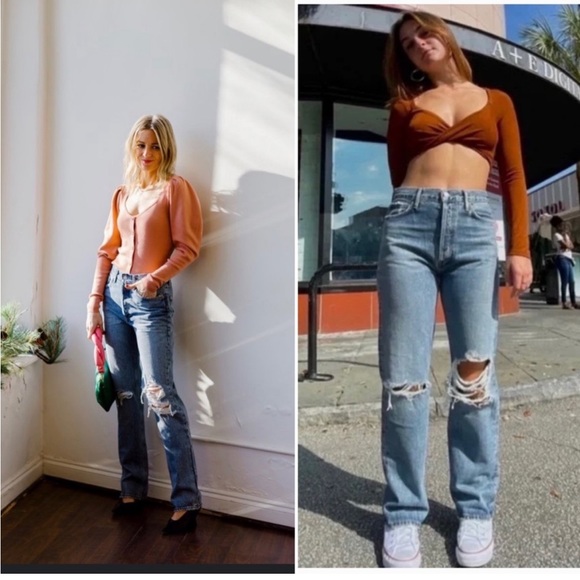 Agolde Lana Mid Rise Vintage Straight Jeans in Backdrop 27 - Picture 5 of 9